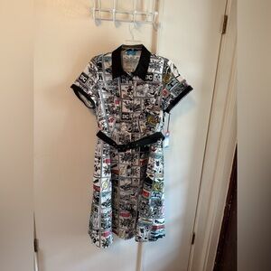 Unique Vintage DC Comics Justice League Graphic Dress with Belt
